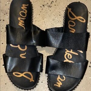 Sam Edelman Black Slide Sandals with Open Toe Design and Wide Strap